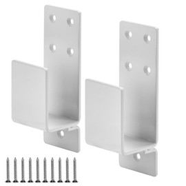 Door Barricade Brackets,Btowin VCF 2PCS Heavy Duty Door Metal Security Bracket for 2X4 Lumber,Drop Open Bar Holder U Bracket,White Door Lock Brackets for Home,Barn,Shed,Garage,Warehouse,Gate Door
