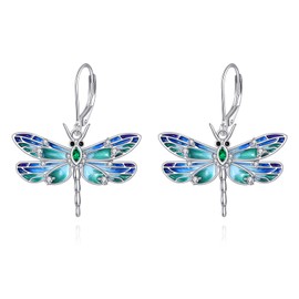 Dragonfly Earrings for Women Sterling Silver Dragonfly Dangle Earrings Cute Insect Jewelry Gifts
