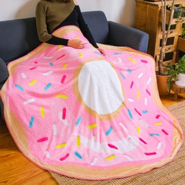 Longrich 3D Realistic Donut Blankets 60 inches for Adult & Kids, Soft Warm Polyester Throw Blanket, Funny Gifts Decoration Bed, Couch Home, Pink Party Sprinkle, DBKT-P-SPRINKLE-60-A, Medium Size