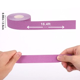 Kinesiology Tape, 8 Rolls, 1.0 x 16.4 ft (2.5 x 5 m), Kinesiology Tape, Supports Muscles and Joints, Breathable, Stretchy, Sweat Resistant, Purple