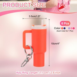 PATIKIL Mini Cup Keychain, 6 Pcs Lip Balm Holder Mini Tumbler Key Chains Cute Decor Keychain Charm for Backpack Handbag Purse, Multicolor