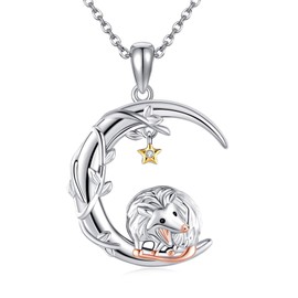 DAYLINLOVE Possum Necklace S925 Sterling Silver Moon Possum Pendant Necklaces Animal Jewellery Gifts for Women Possum Lovers, Sterling Silver, No Gemstone