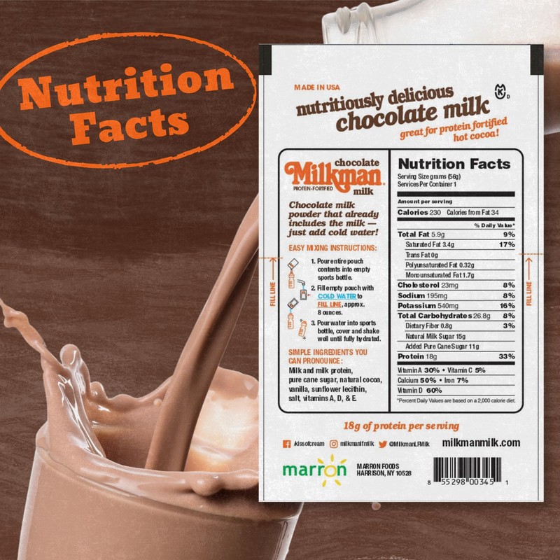Milkman Chocolate Milk with 18g of Protein – Instant Dry