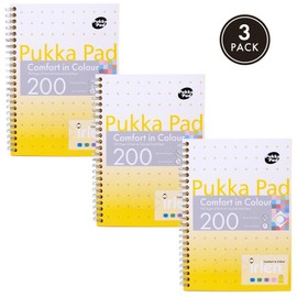 Pukka Pad, Irlen Jotta Pad A5 Notebook 3-Pack – Wire Bound Notepad 200 Pages of 80GSM Coloured FSC Certified Lined Paper – Designed for Visual Perception Difficulties – 21 x 14.8cm, Gold
