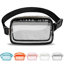 VOROLO Clear Fanny Pack Crossbody Bag For Women And Men Belt Bag Gift For Women Bum Bag with Adjustable Strap for Sports Clear Black-1