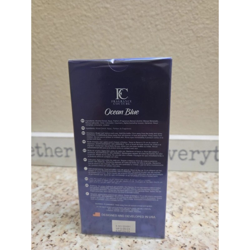Ocean Blue For Men by Fragrance Couture 3.4fl Oz New