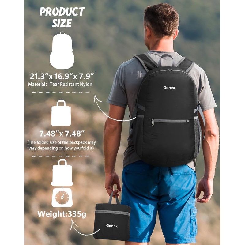 Gonex 30L Ultra Lightweight Packable Daypack Handy Foldable Camping Outdoor