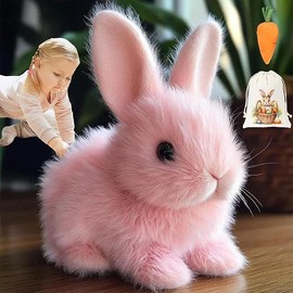 My Realistic Bunny Toy, Interactive Bunny Realistic Bunny - Jumping, Twitching, And Shaking Ears,  Bunbi Realistic Bunny, Realistic Bunny Toys for Kids - Color: Pink