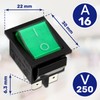 Switch Double Pole Green Luminous 250V 16A 4 Buttons 6.3