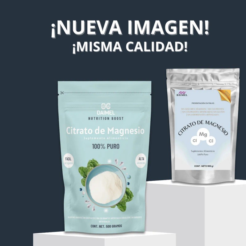 Citrato Magnesio Polvo Daimel 500g Grado Alimenticio Sabor Natural