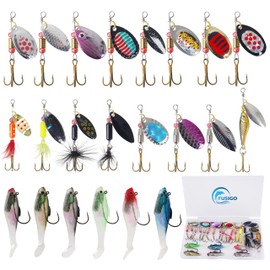 Spinnerbait Fishing Lures Kit Trout Fishing Lure Roostertail Spinner Metal Spoon Lures with Feathered Treble Hooks Swim Shad Bait Spinner Spoon Bait for Bass Walleye Trout