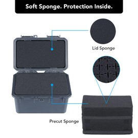 Lykus HC-1530 Mini Hard Case Dry Box with Foam Insert, Interior Size 14.9x8.5x9.4 cm, IP66 Splash-Proof, Suitable for Cellphones, Tools, Small Devices and More