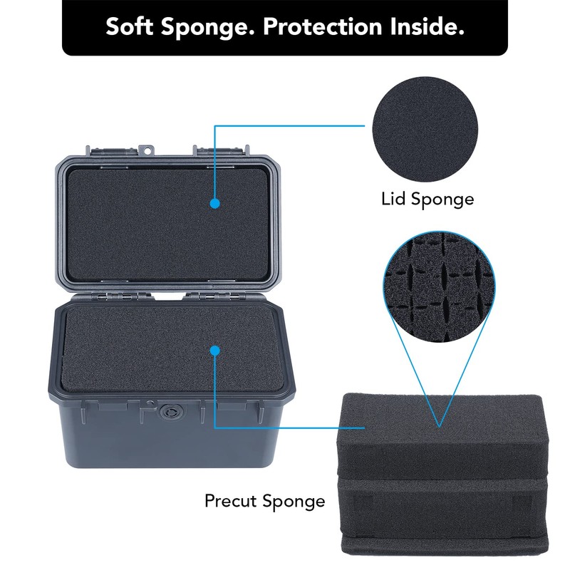 Lykus HC-1530 Mini Hard Case Dry Box with Foam Insert,