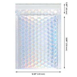 GINLANK 100 PCS 5 x 6 Inch Glitter Bubble Mailers, Silver Padded Mailing Envelopes, Practical Self Seal Aluminum Film Shipping Envelopes for Packing, Mailing