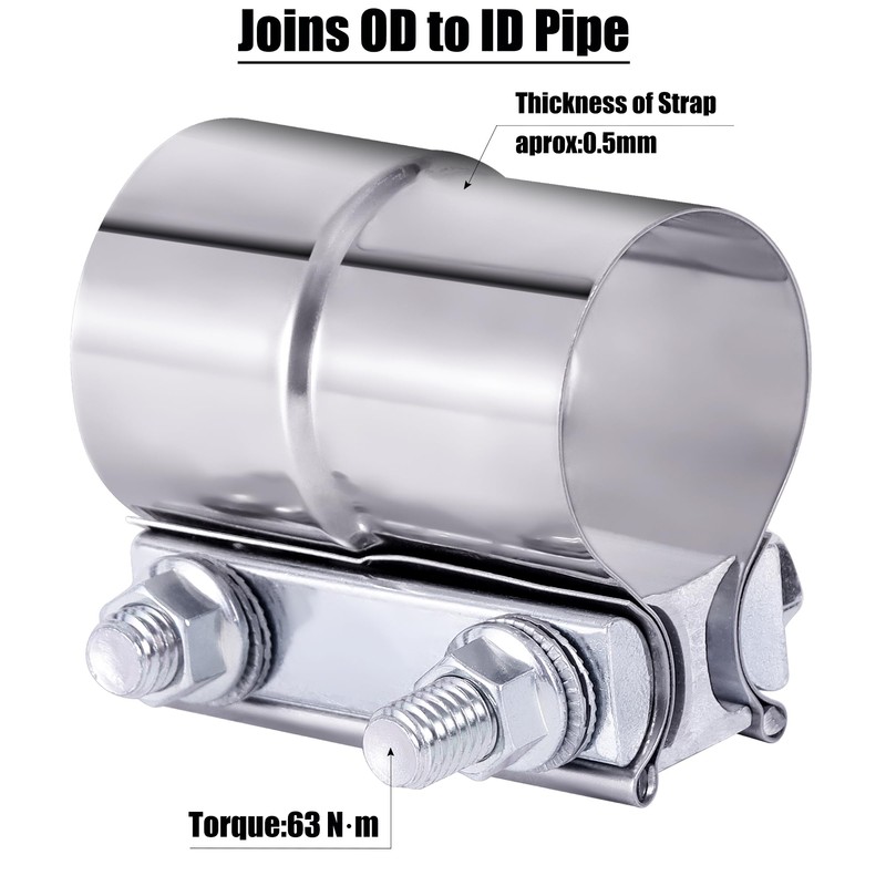Vitonsbay 2.5 Inch Exhaust Clamp, 2 1/2 inch Lap Joint