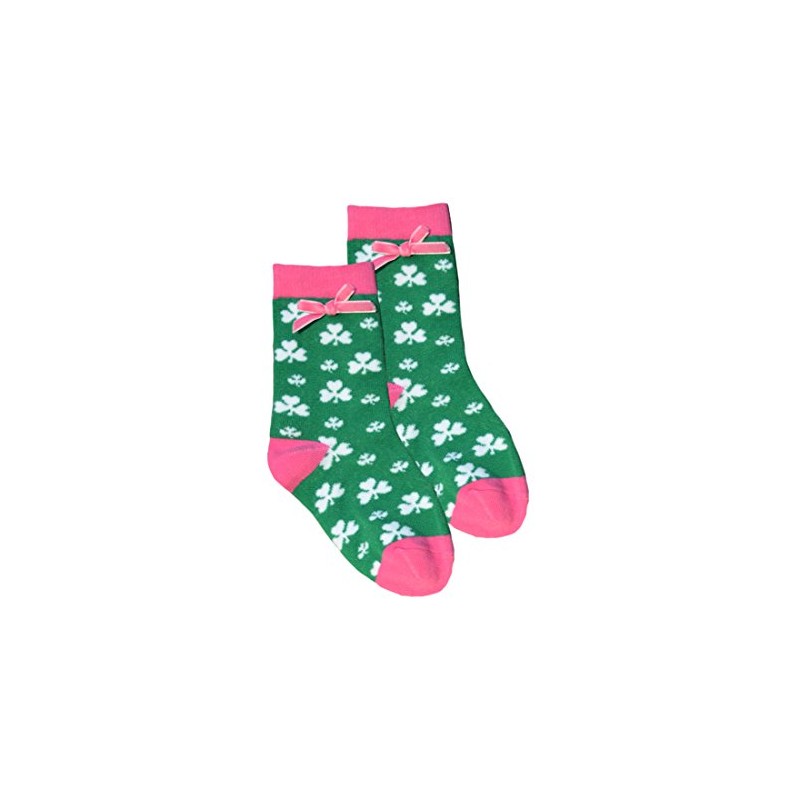 Calcetines de trébol para niñas, color verde y rosa, Verde/Naranja,