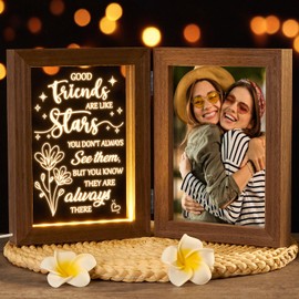 Christmas Gifts for Women Best Friend Christmas Gifts for Friend- Best Friend Picture Frame with Night Light, Unique Friendship Gift for Women Friends Female Men Girls Boys Birthday Gifts for Women