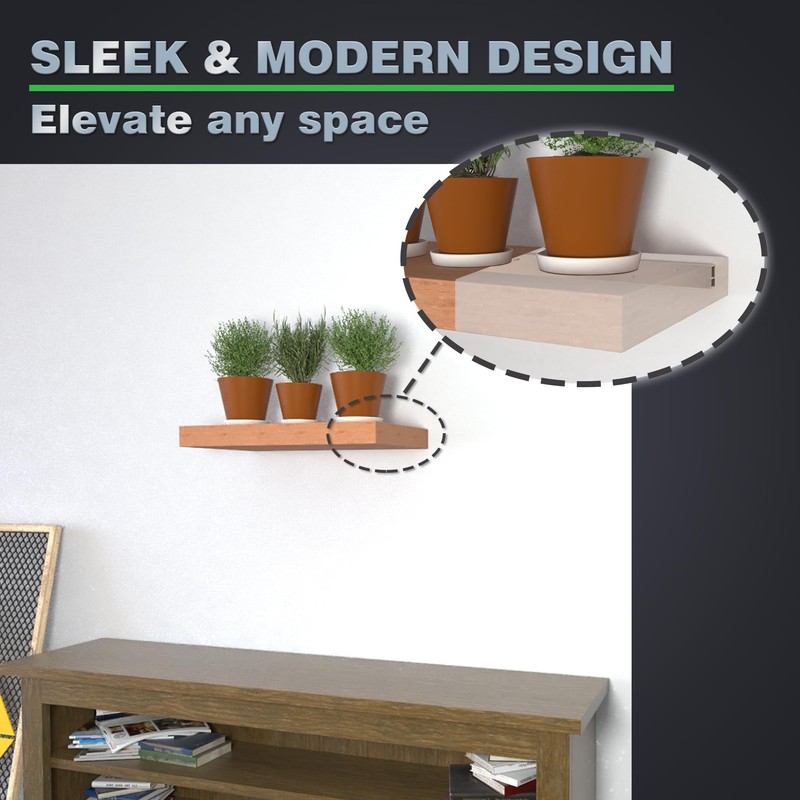 Hovr Solutions Classic 23.75” (2-Foot), Aluminum Floating Shelf Bracket System,