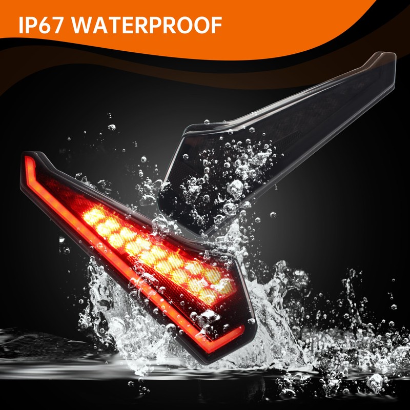CUSAUTV Smoked Black LED Tail Lights for Polaris RZR XP