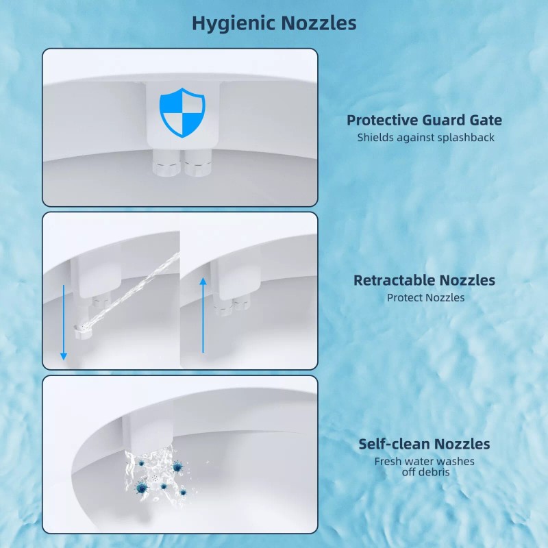 Hibbent Bidet Attachment for Toilet with Self Cleaning Dual Nozzle,