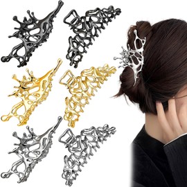 6 PCS Metal Hair Claw Clip Irregular Butterfly Liquid Design Hair Jaw Clip Large Non Slip Hairclips Sparkly French Hairpins Strong Hold Hairclips Hairs Accessories for Women Girls