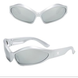 Turbo | Flex Silver Sunglasses Wrap Around Y2K - Color: Black