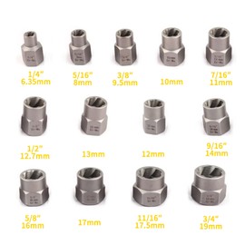 Yuiturt 14-Piece Nut Remover Set - Screw Extractor Set with Left Extractor and Impact Screws for Removing Damaged Rusty Nuts and Screws for Workshops