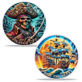 Skull Pirate Coin – Gothic Pirate Ship Challenge Coin with Rebellion & Undead Legend Design, Adventure Token for Fantasy Fans & Gothic Decor