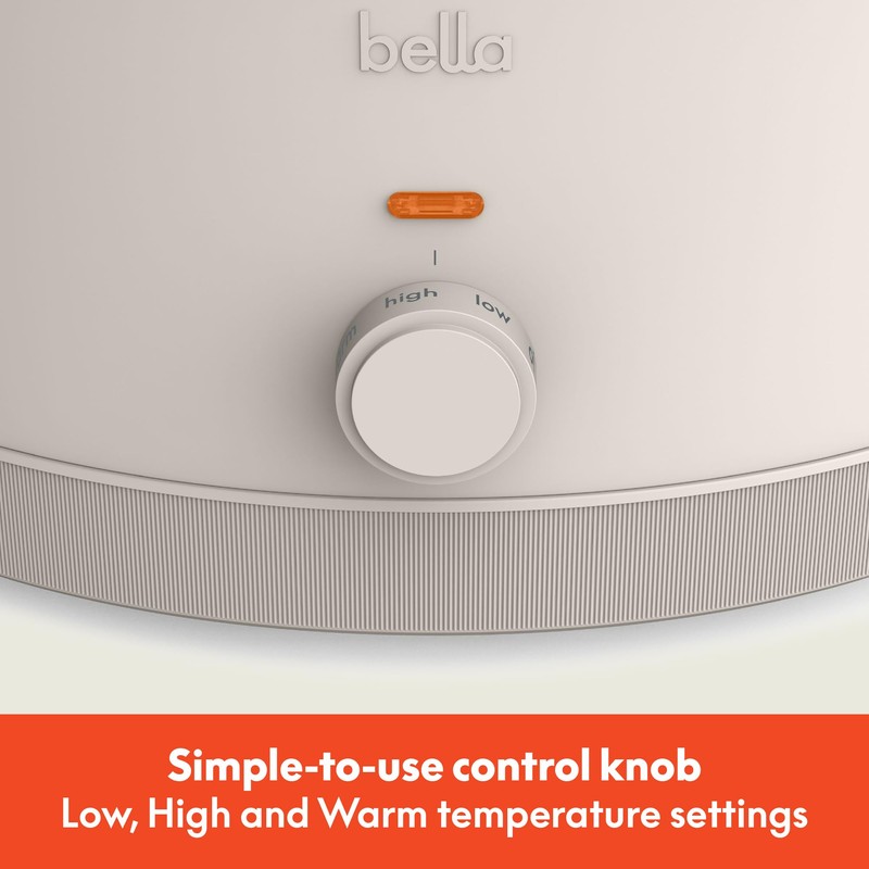 bella 6.0 Qt Manual Slow Cooker, EverGood™ Ceramic Nonstick Coating,