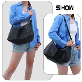 EVEOUT Soft Leather Vintage Shoulder Bags Women's Large Minimalist Faux Leather Shoulder Bags Casual Shopper Work Bag Tote Bag, black, Minimal