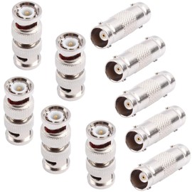AIMHDUTY BNC Coupler Female to Female Connector 5-Pack and BNC Male to Male Adapter 5-Pack for CCTV Security Camera Adapter Extender Connector