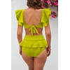 SPORLIKE Women High Waisted Swimsuit Ruffle V Neck Two Pieces