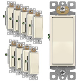 ENERLITES Decorator Paddle Rocker Light Switch, Gloss Finish, Single Pole, 3 Wire, Grounding Screw, Residential Grade,15A 120V/277V, UL Listed, 91150-LA-10PCS, Light Almond (10 Pack)