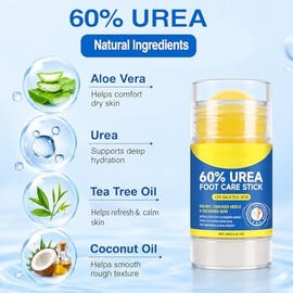 60% Urea Cream Stick with 2% Salicylic Acid, Maximum Strength Urea Foot Cream for Dry Cracked Heels, Dead Skin & Callus Remover, Exfoliating Moisturiz