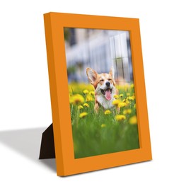 Renditions Gallery 6x8 inch Picture Frame High-end Modern Style, Made of Solid Wood and High Definition Glass Ready for Wall and Tabletop Photo Display, Orange Frame