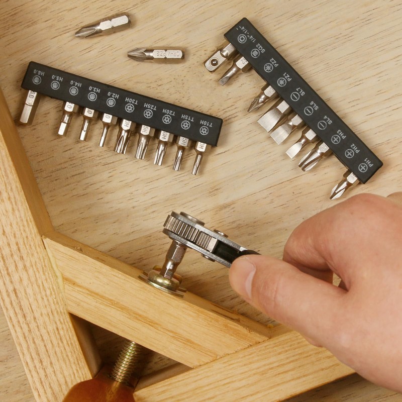 STREBITO Mini Ratchet Set, 22-Piece 1/4 Ratchet Right Angle Screwdriver,