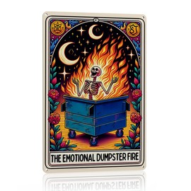 Tarot Skeleton Wall Decor, Funny Tarot Card Wall Art Decor, Witchy Bedroom Decor, Sarcastic Skeleton Skull Witch Stuff, Metal Aluminium Plate Signs for Farmhouse Home Office Kitchen 8 x 12 Inch