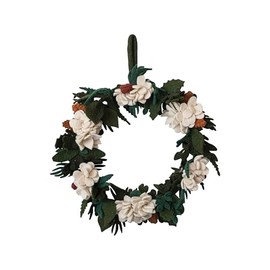 Creative Co-Op Round Handmade Wool Felt Wreath with Appliqued Leaves and Flowers, Multicolor