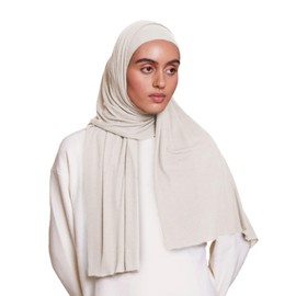 Voile Chic Bamboo Ribbed Jersey Hijab Scarf for Women - Head Scarf for Women - Cream