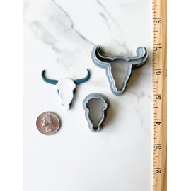 Polymer Clay Cookie Cutters – The Clayful Co Bessie Cow Skull Pack Set of 2 – Plastic Cutter for Jewelry and Earring shapes