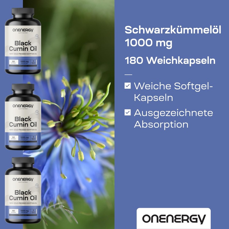 OnEnergy Black Cumin Oil 1000mg - 180 Soft Capsules -