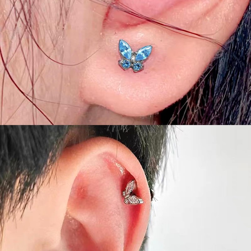 ESHIONER 1 x Nose Piercing Stud G23 Titanium Hypoallergenic, Titanium