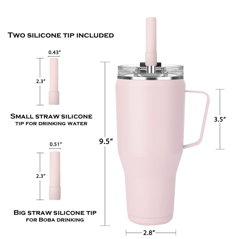 Zenbo 40oz Stainless Steel Tumbler with Handle, Lid & Straw