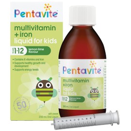 Pentavite Kids Multivitamin + Iron Liquid 200 ml, Lemon Lime