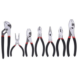 FASTPRO 7-piece Utility Pliers Set, Includes Slip Joint, Long Nose, Diagonal, Groove Joint, Linesman, and Mini Long Nose Pliers, Dipped Handle