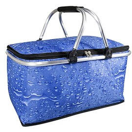 Aluminium Shopping Basket, Thermal Basket, Cool Bag, Foldable Picnic Camping New Drop Design 30 L, Blue