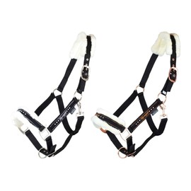 Marengos Halter Set with Lead Rope Elegant Black/Rose Gold Pony