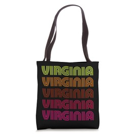 Retro State of Virginia Inline Font Disco Design Vintage Tote Bag