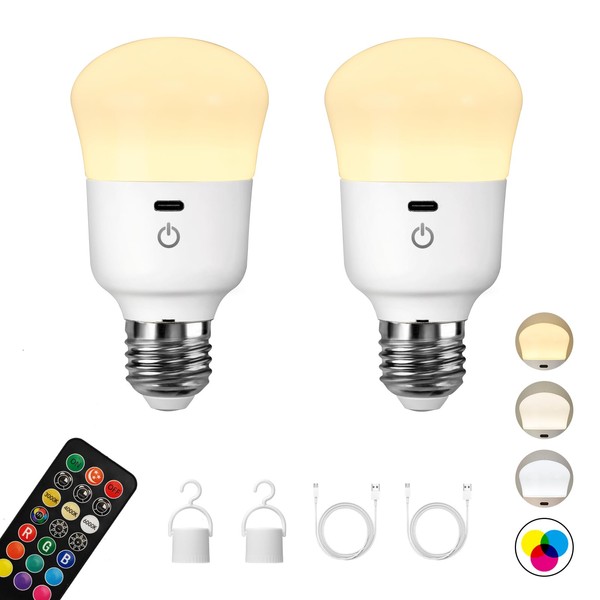 KARTOOSH Rechargeable Light Bulb, with Remote Control, 50W Equivalent, Battery