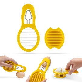 Dreamfarm Eggler - Pelador de cáscara de huevo compacto 2 en 1 y cortador de huevo fácil de hervir, agrietamiento, revestimiento y pelado, color amarillo